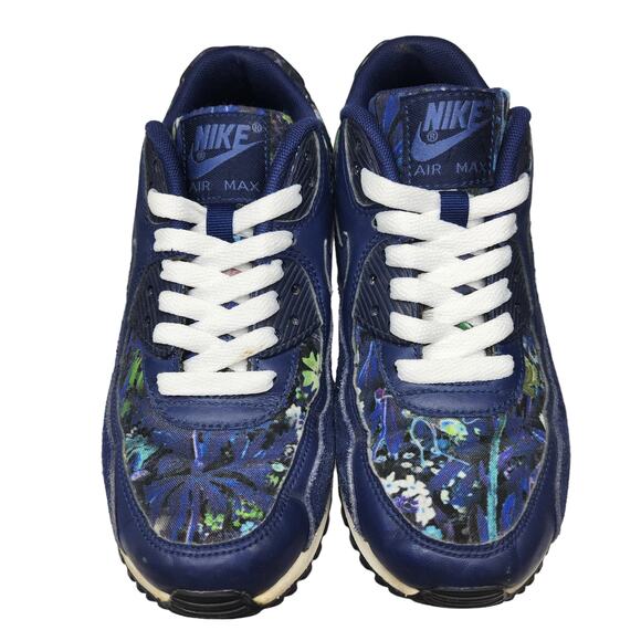 Nike Air Max Shoes Womens 6 Blue Green Tropical Floral Suede Chunky Low Tops - Picture 3 of 12